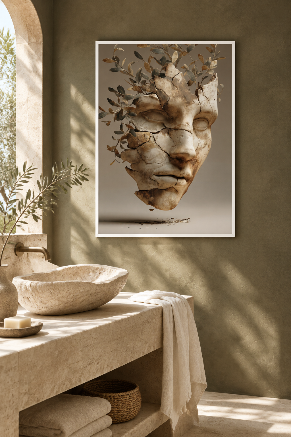 La Maschera d'Ulivo con cornice bianca