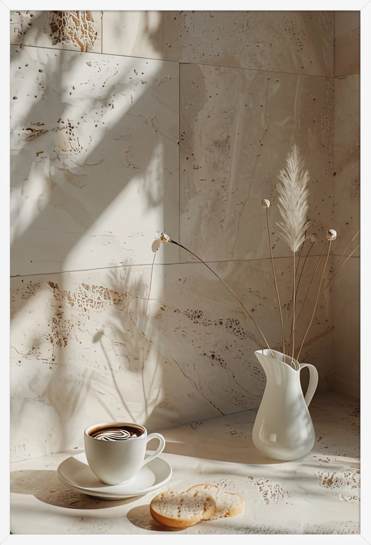 The Travertine Morning — poster in a white frame, front view