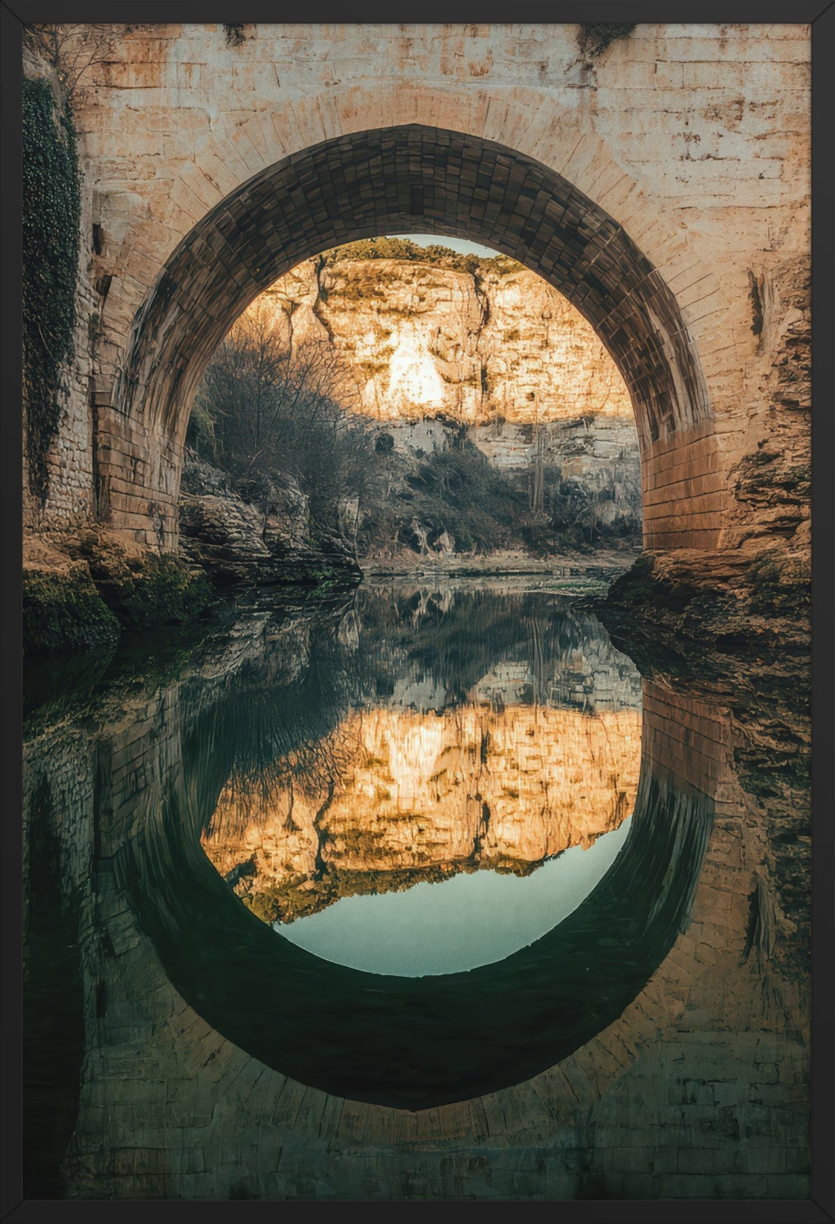 The Bridge Mirror — poster in a black frame, front view