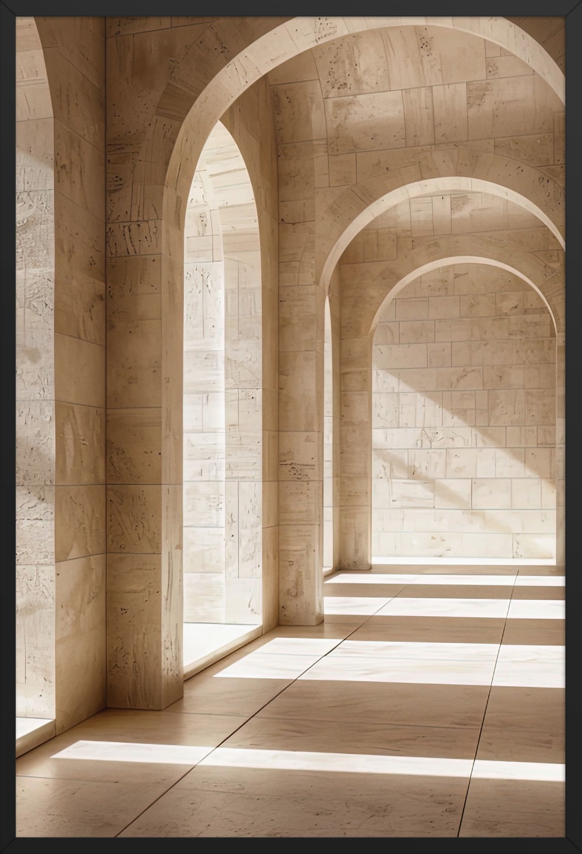 The Stone Portico — poster in a black frame, front view