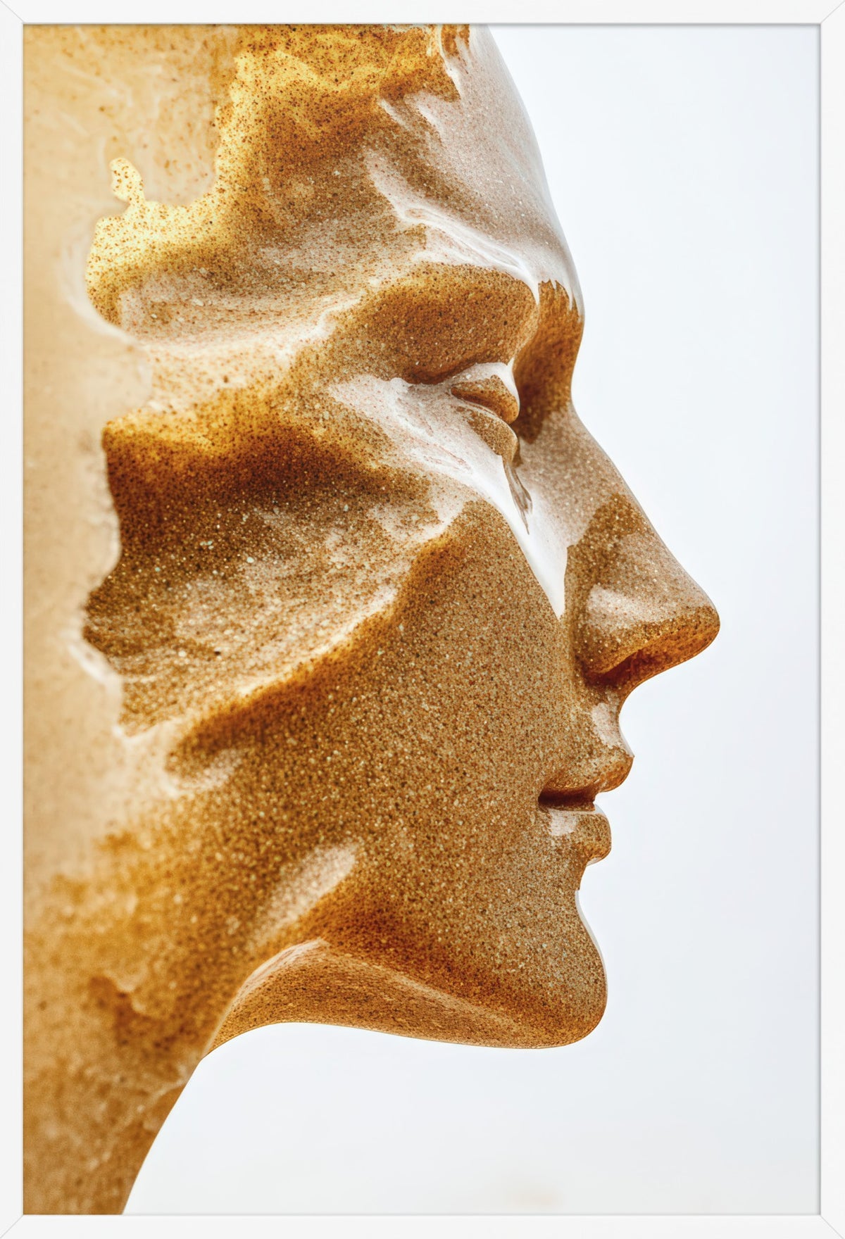 The Golden Profile — poster in a white frame, front view