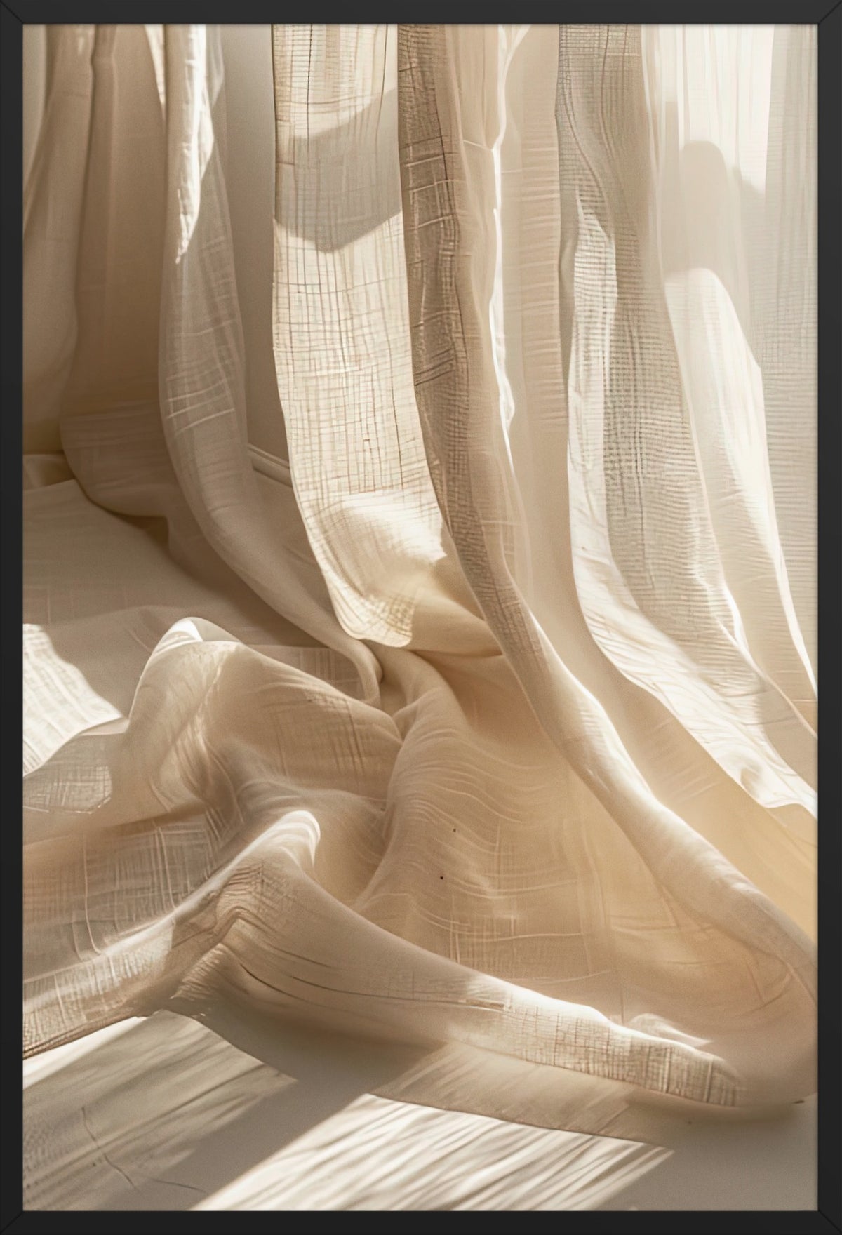 The Linen Curtain — poster in a black frame, front view