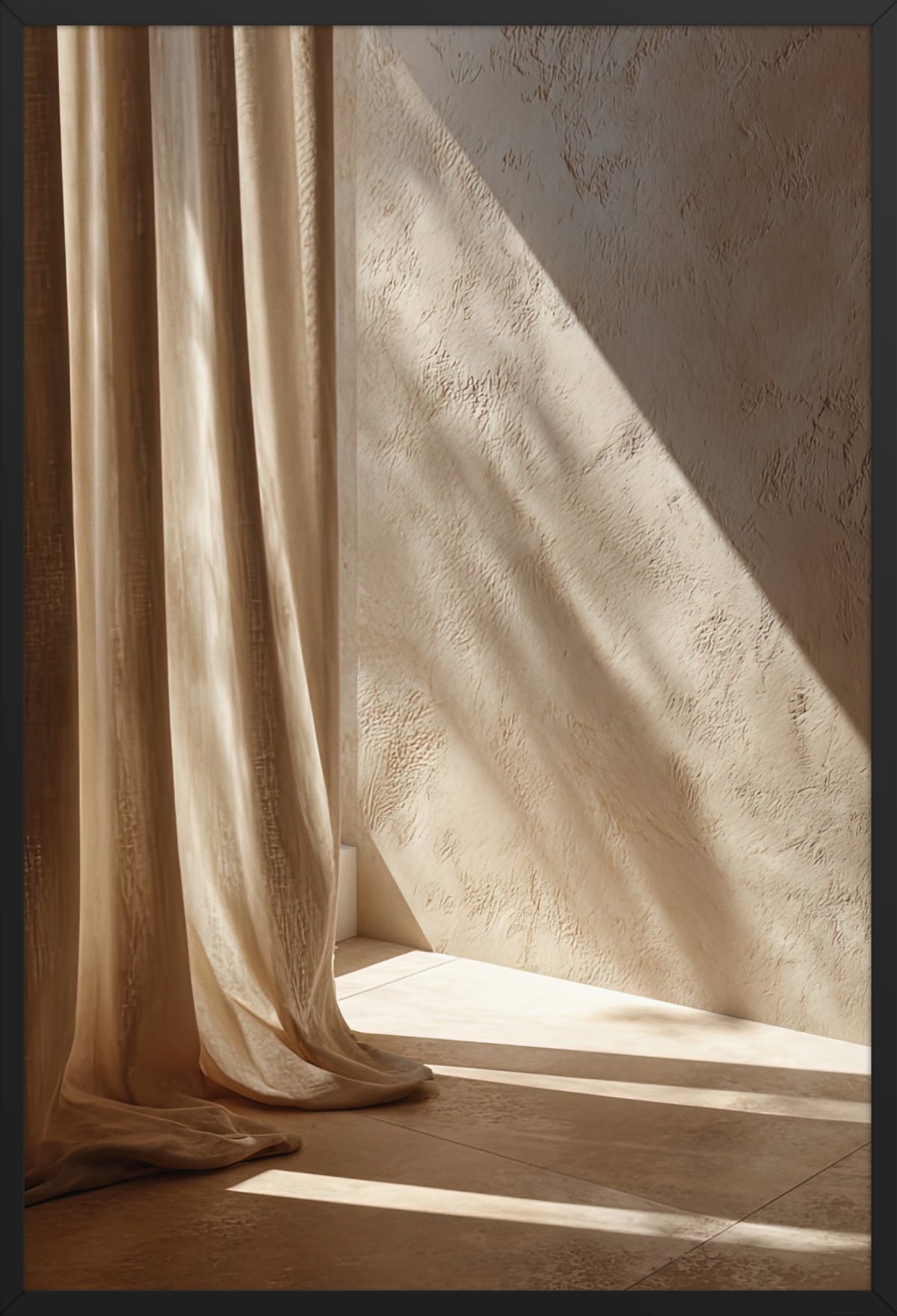 The Curtain and the Light — poster in a black frame, front view