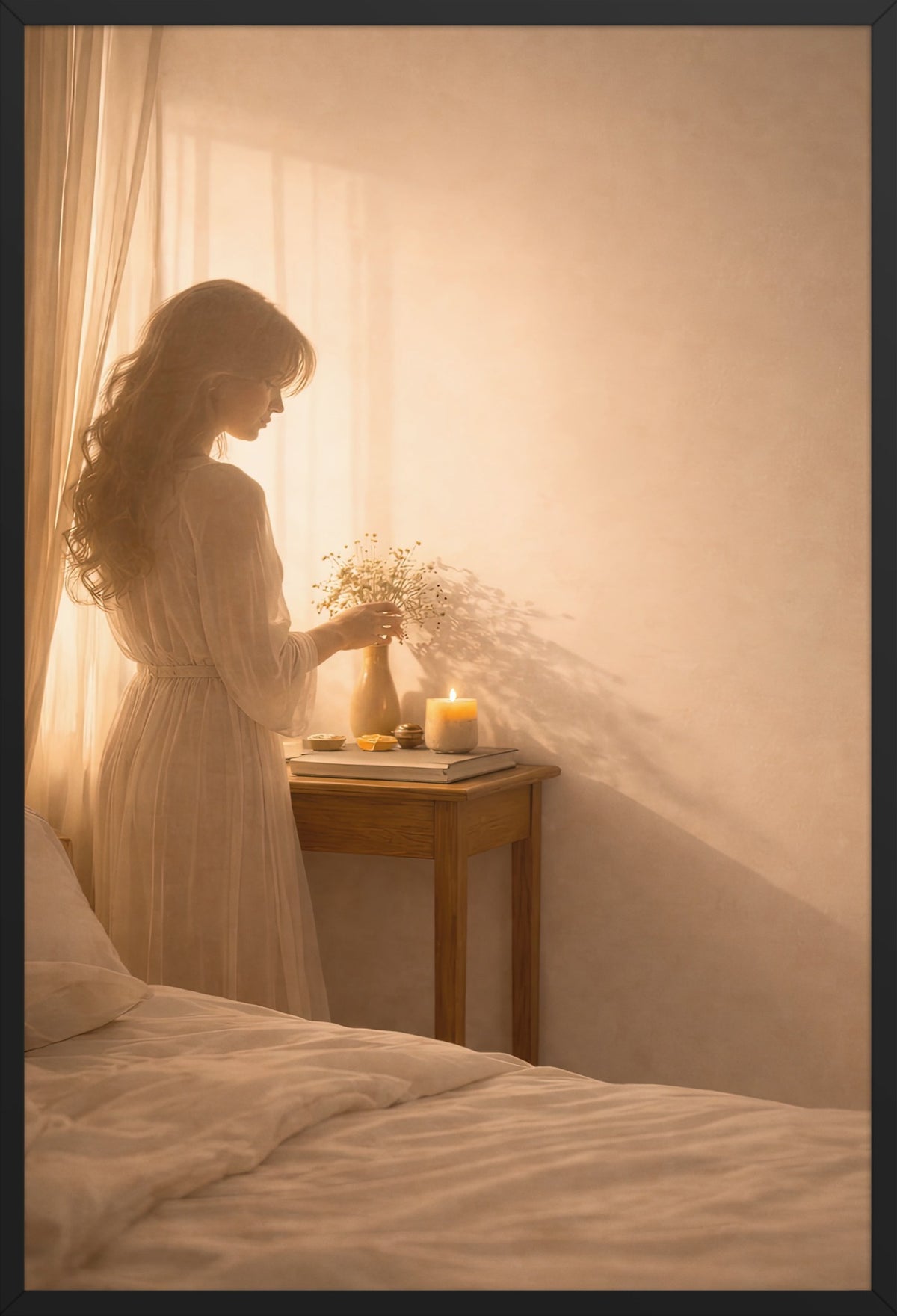 The Flower Ritual — poster in a black frame, front view