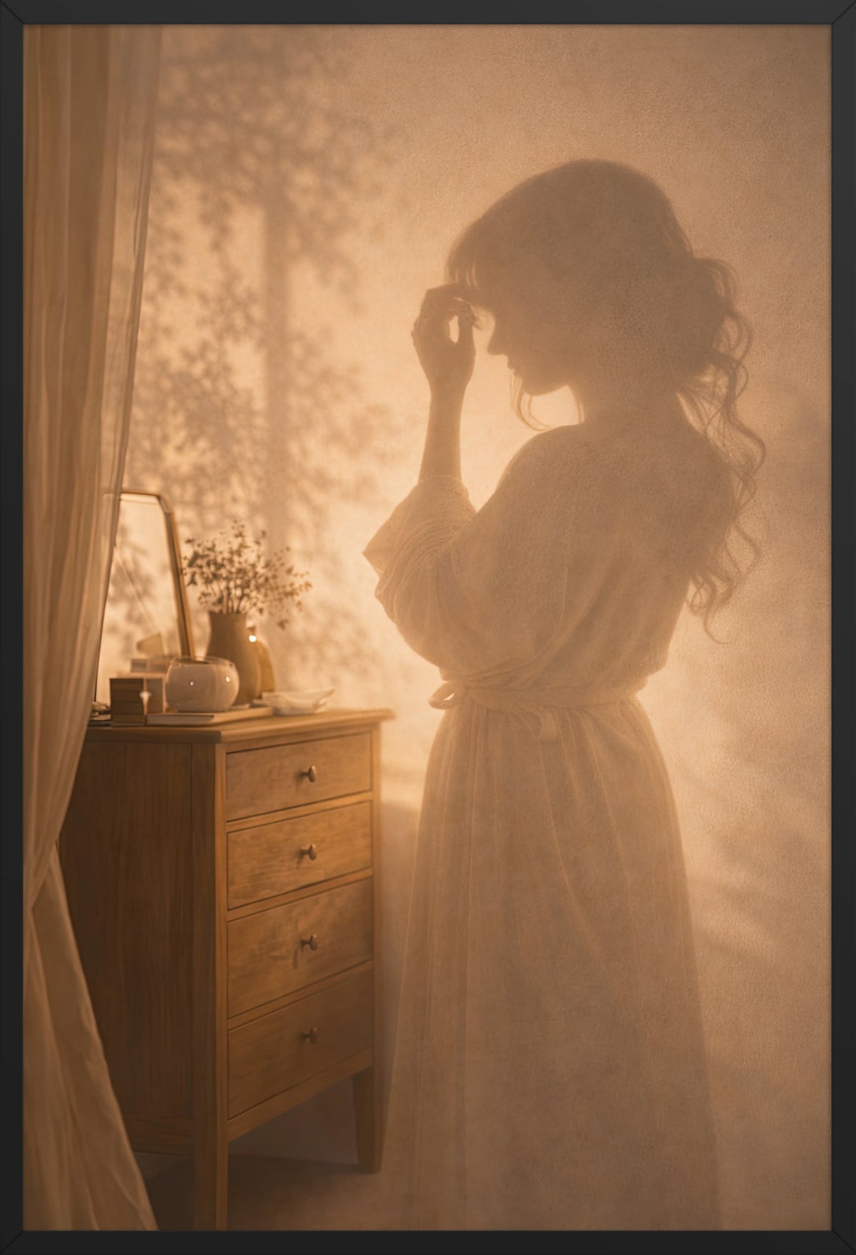 The Evening Ritual — poster in a black frame, front view