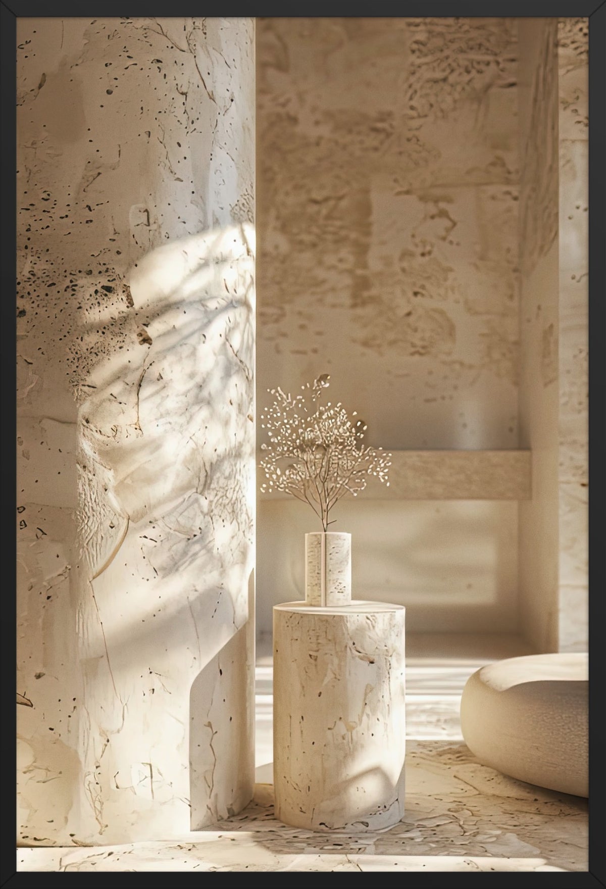 The Stone Sanctuary — poster in a black frame, front view