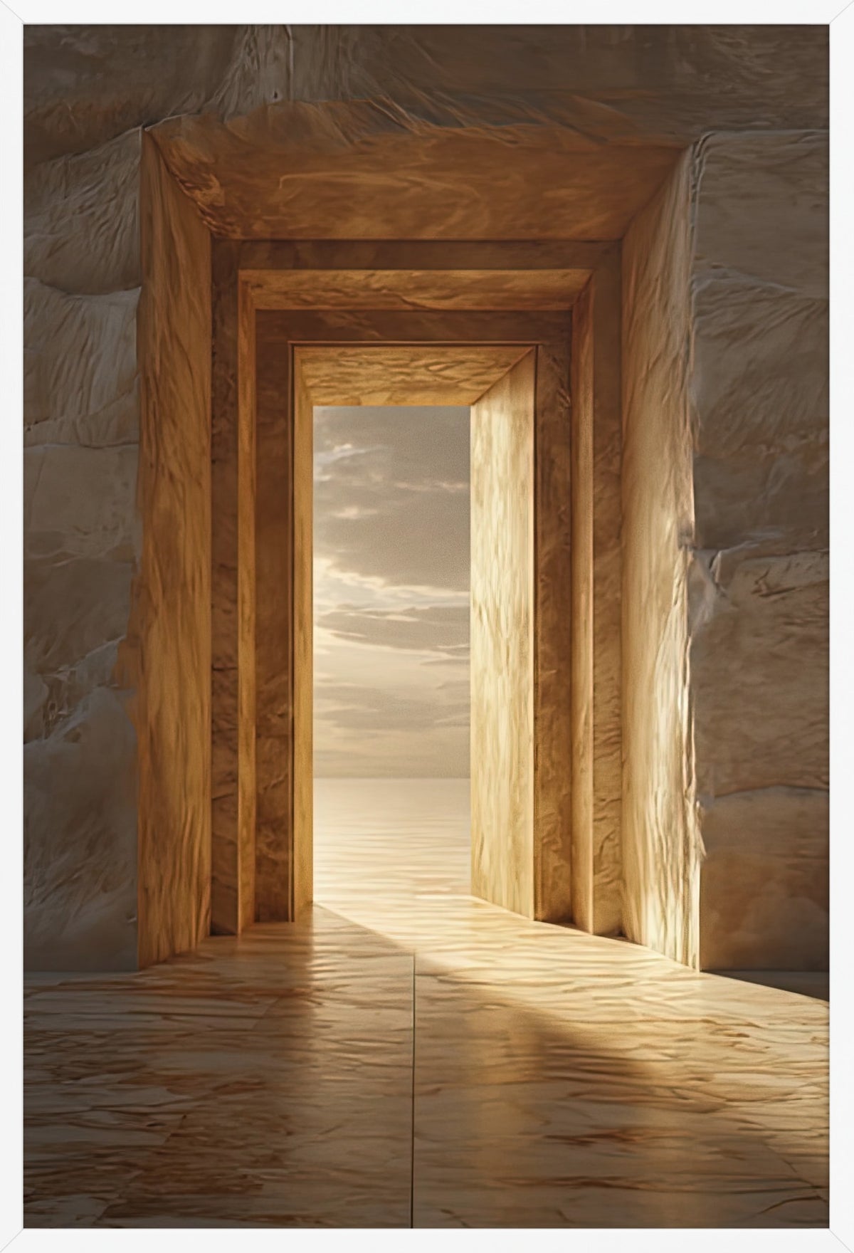 The Golden Threshold — poster in a white frame, front view