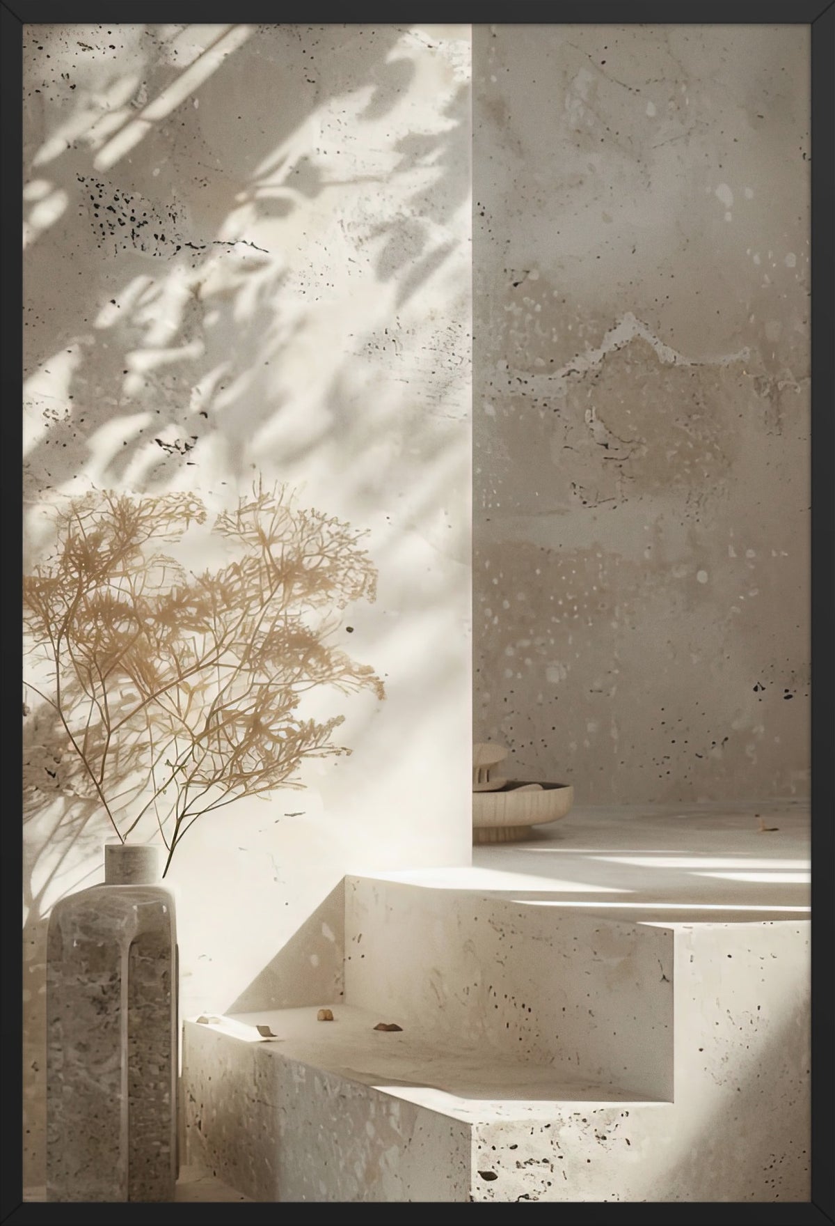 The Vase and the Staircase — poster in a black frame, front view