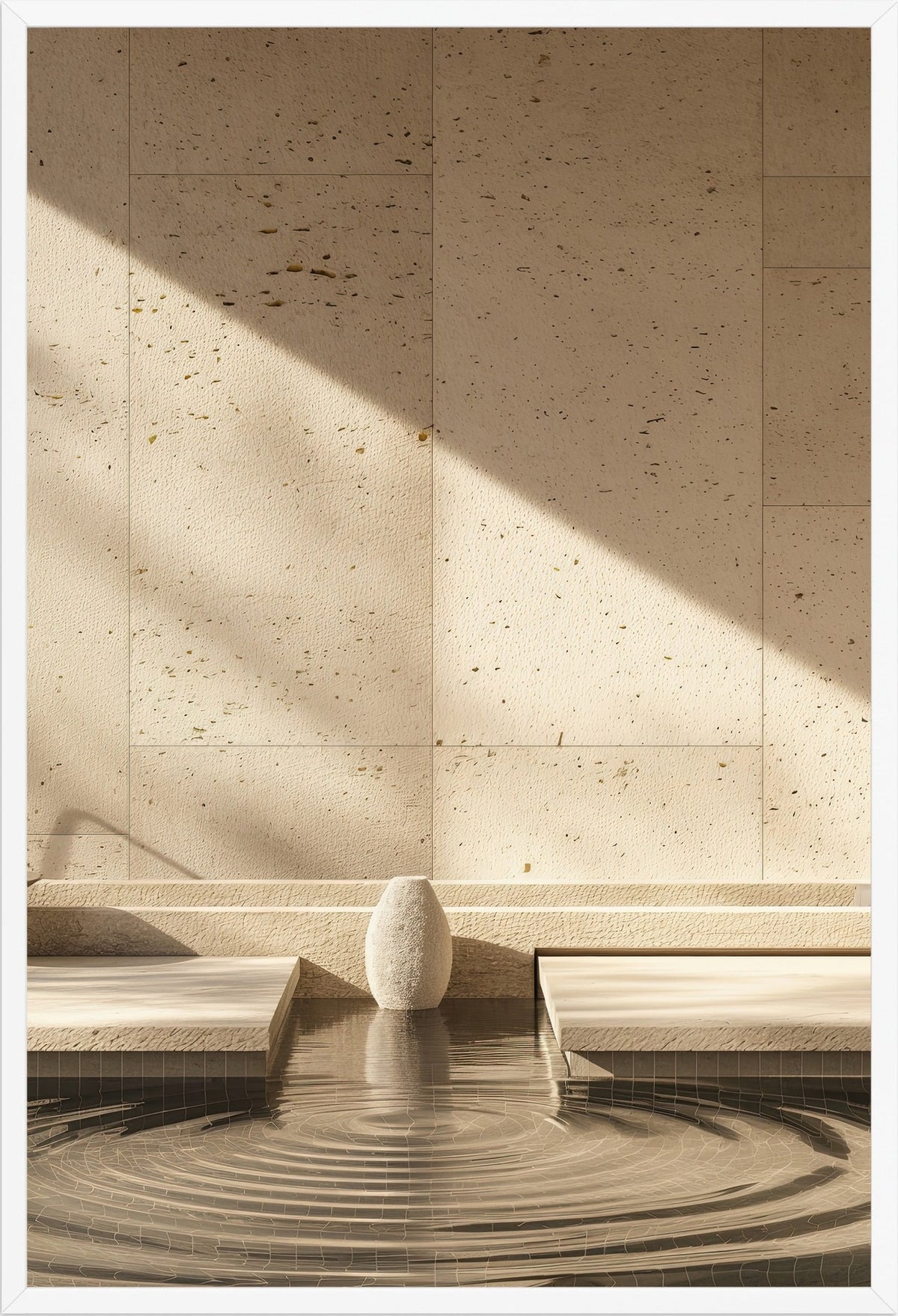 The Vase and the Ripples — white frame, 61 × 91 cm