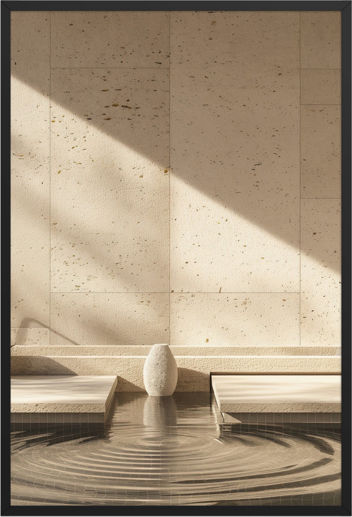 The Vase and the Ripples — black frame, 61 × 91 cm