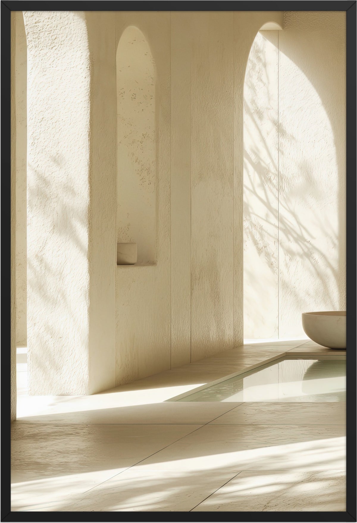 The Arches and the Shadow — black frame, 61 × 91 cm