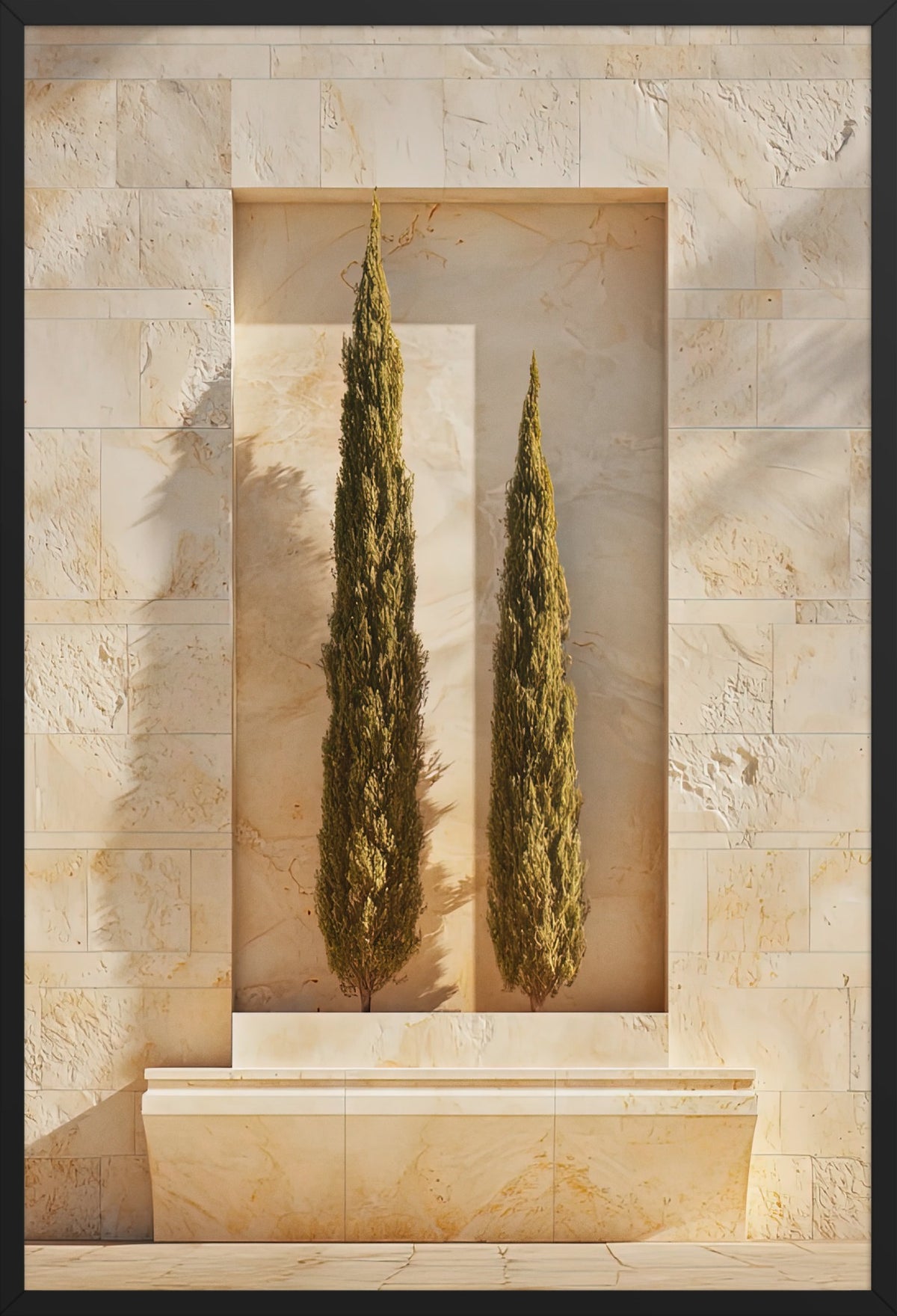 The Two Cypresses — poster in a black frame, front view