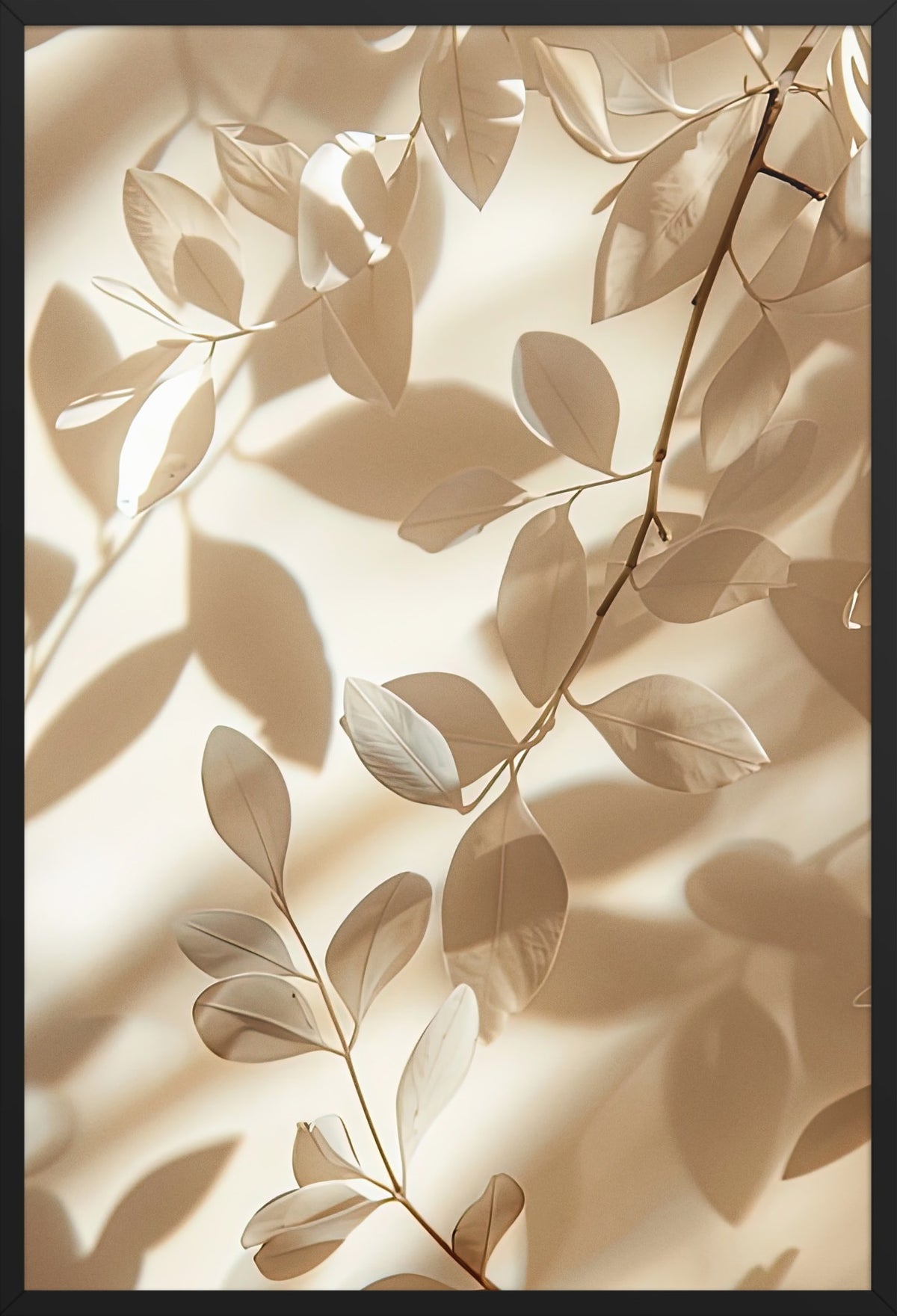 Leaves and Their Shadows — poster in a black frame, front view