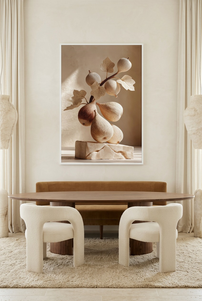 Les Figues de Pierre — poster in a white frame in a dining room