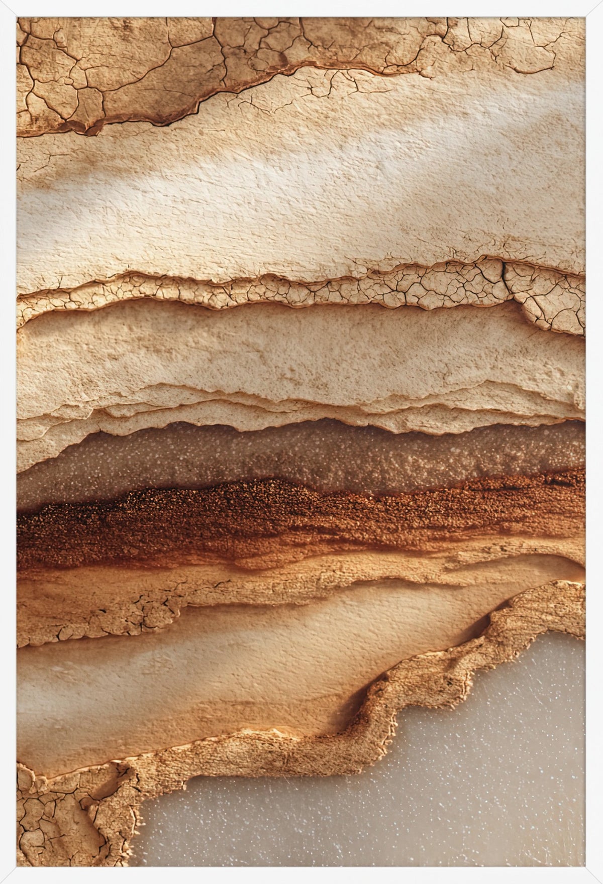 Ocher Strata — poster in a white frame, front view