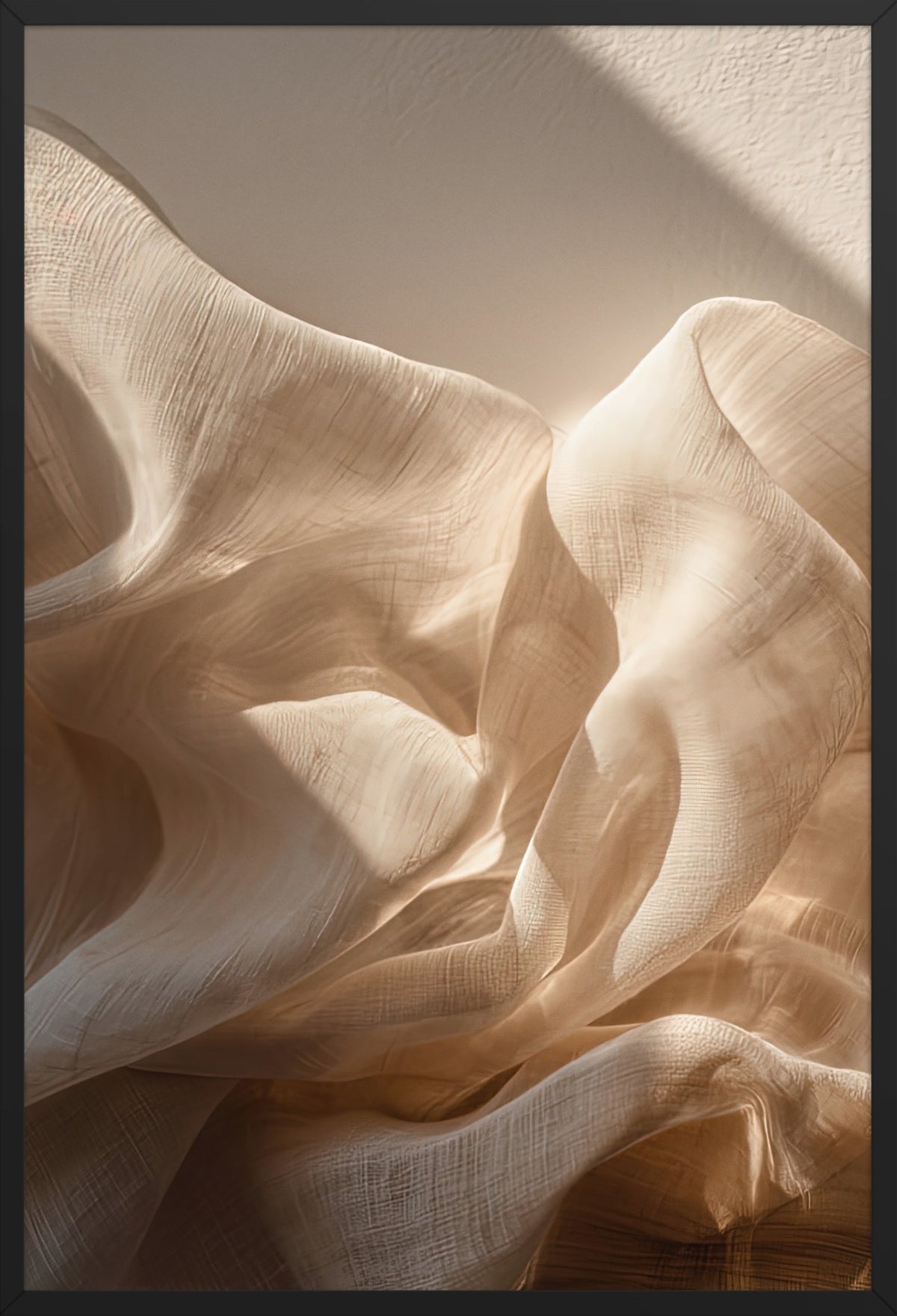 Linen Waves — poster in a black frame, front view