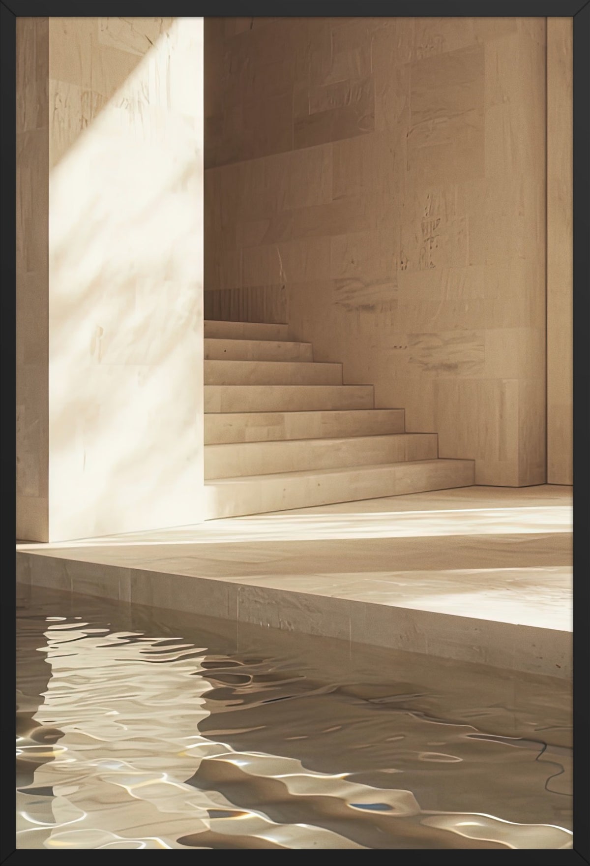 Stairs and Basin — poster in a black frame, front view
