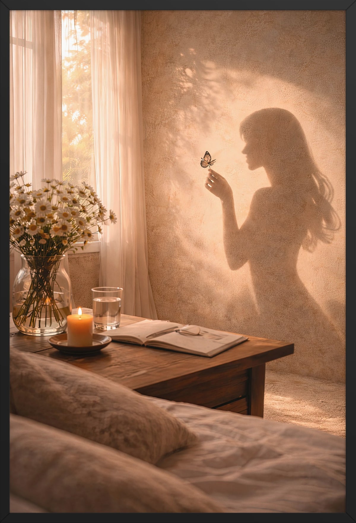 The Fragile Moment — poster in a black frame, front view