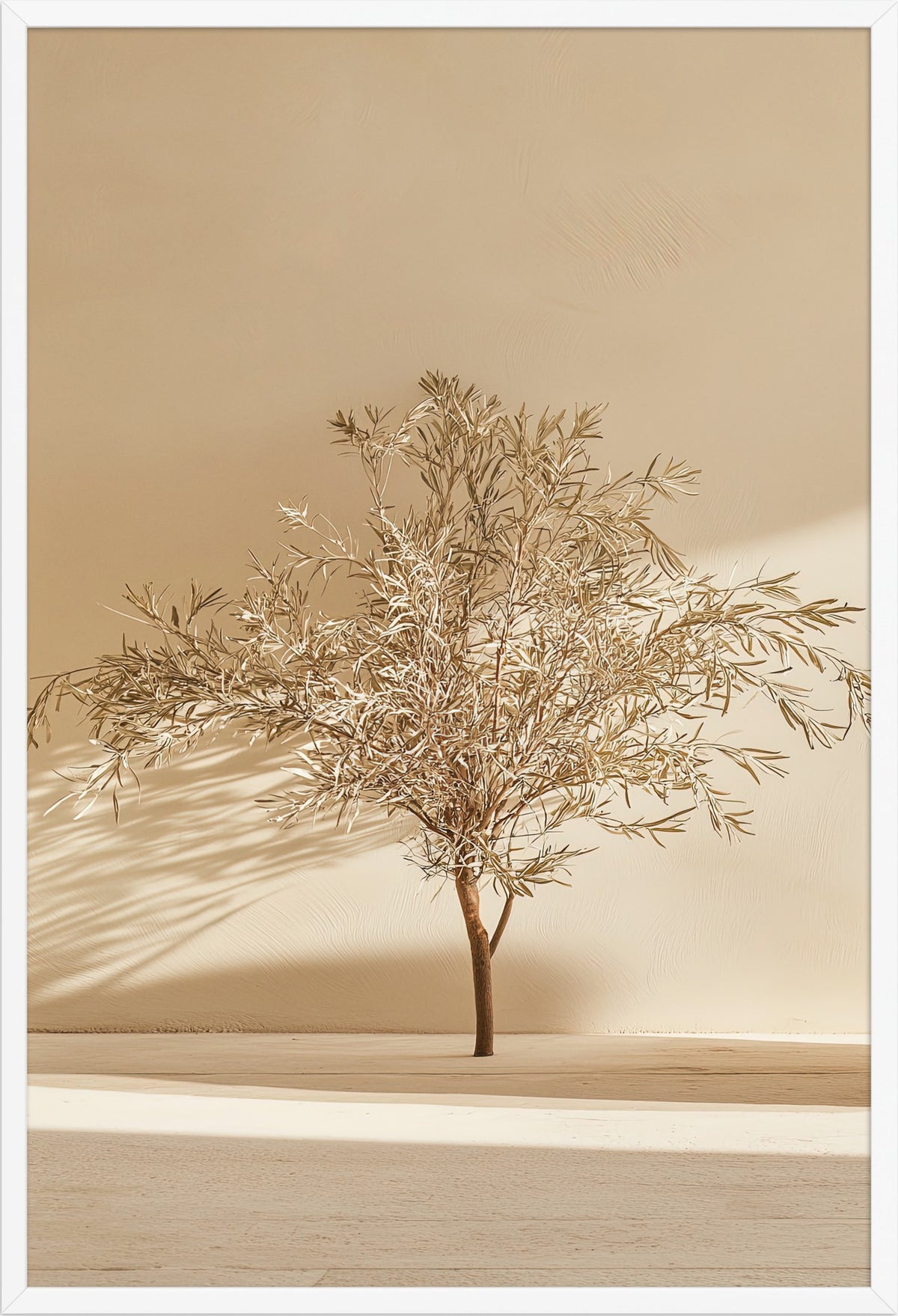 The Golden Olive Tree — white frame, 61 × 91 cm