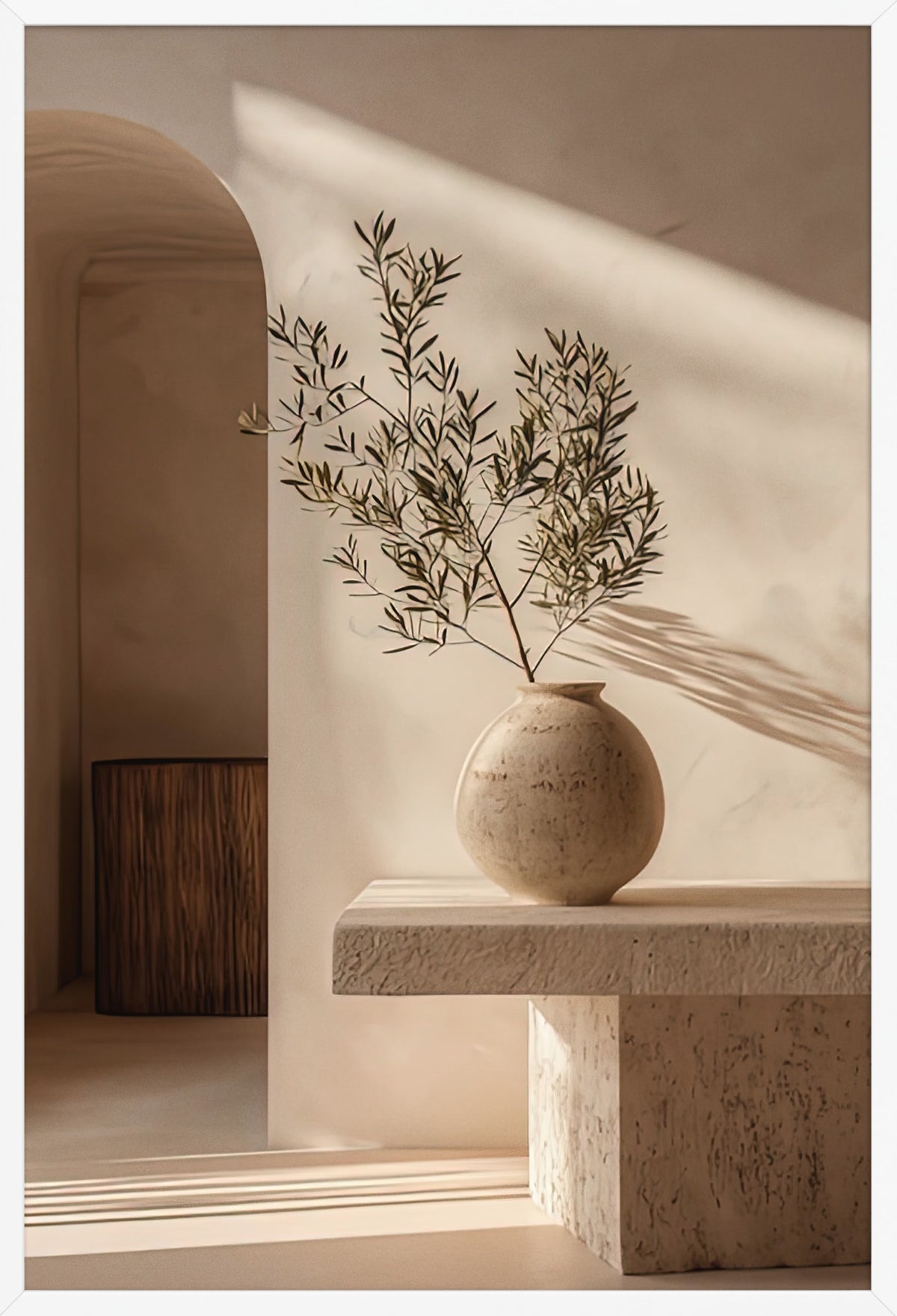 The Olive Tree Shadow — poster in a white frame, front view