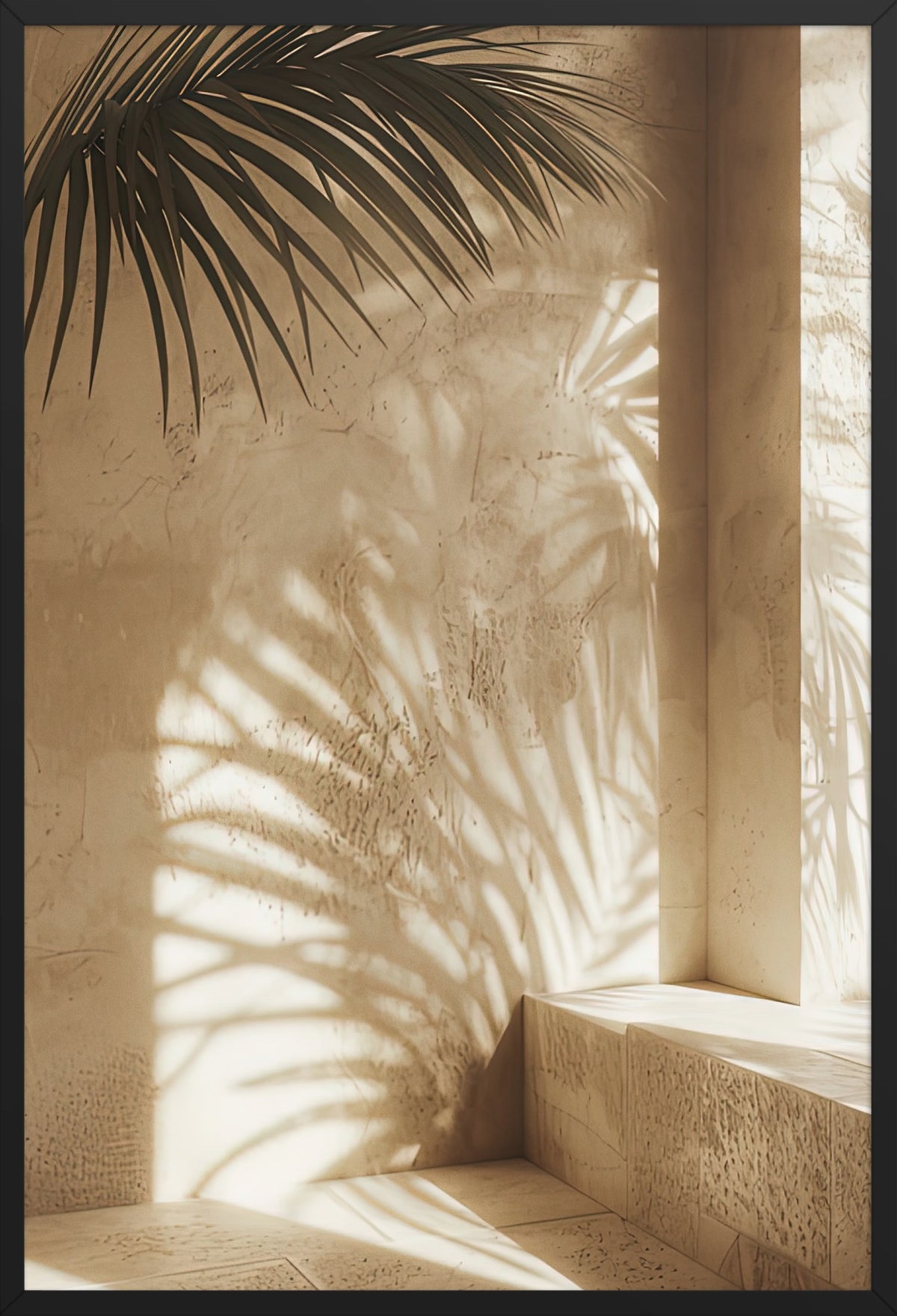 Sand Palm Shadow — poster in a black frame, front view