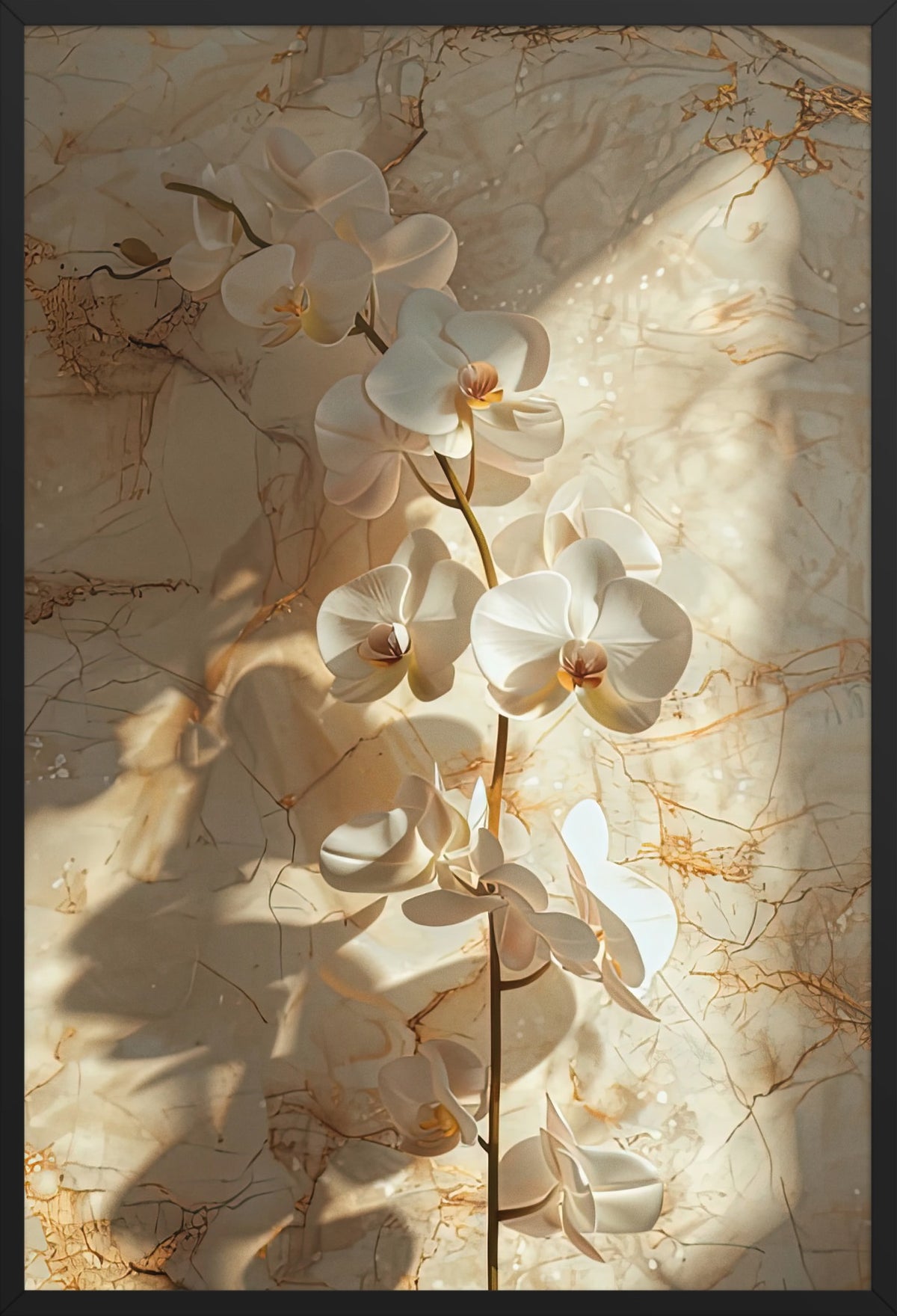 The Golden Orchid — poster in a black frame, front view
