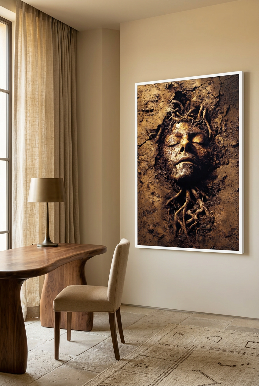 Soul of Earth — poster in a white frame in a home office
