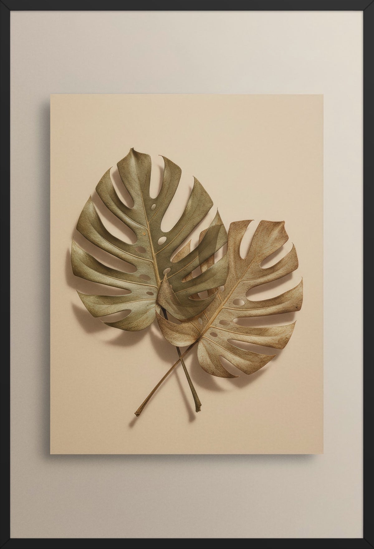 Monstera Gold — poster in a black frame, front view
