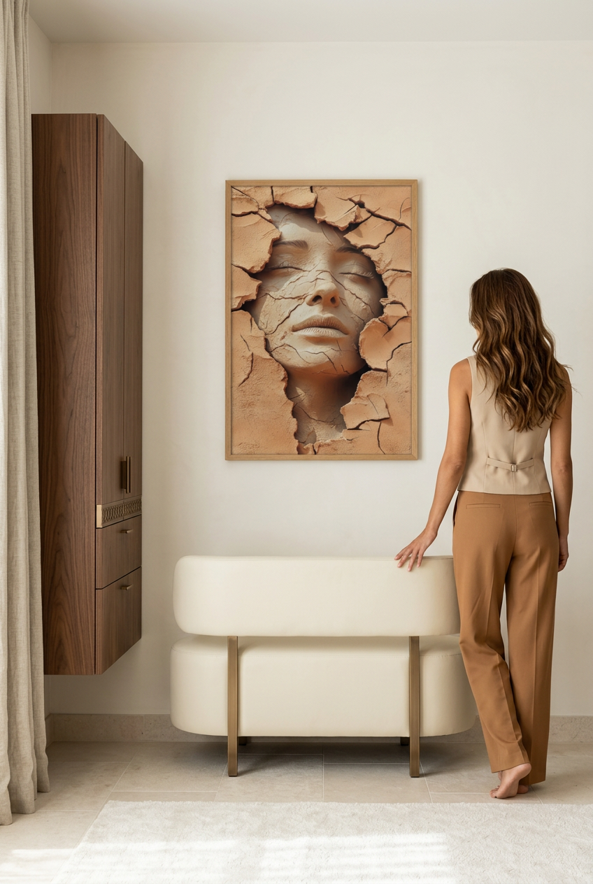 Nacimiento de Arcilla — mujer frente al póster