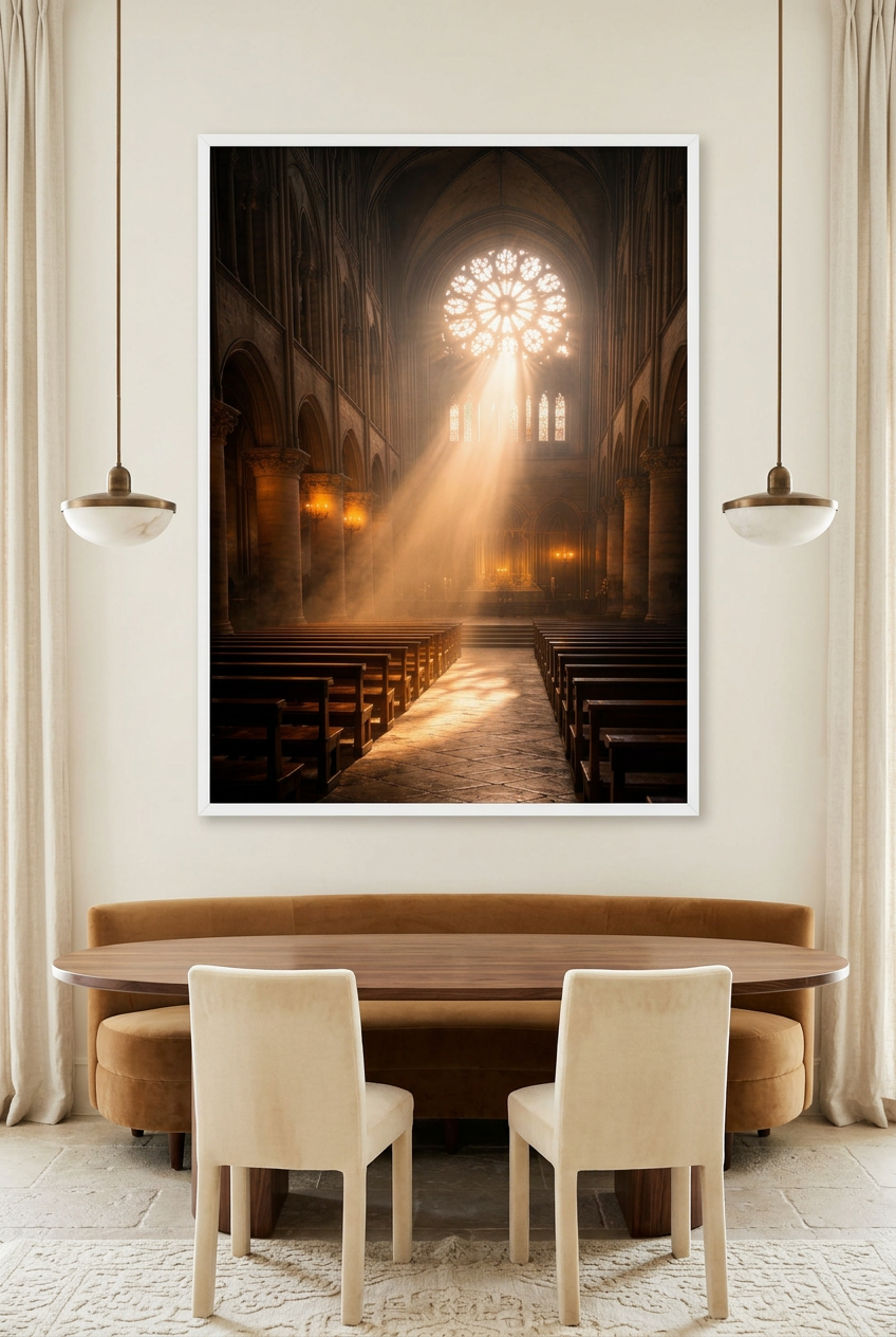 Nave of Light — poster in a white frame in a dining room