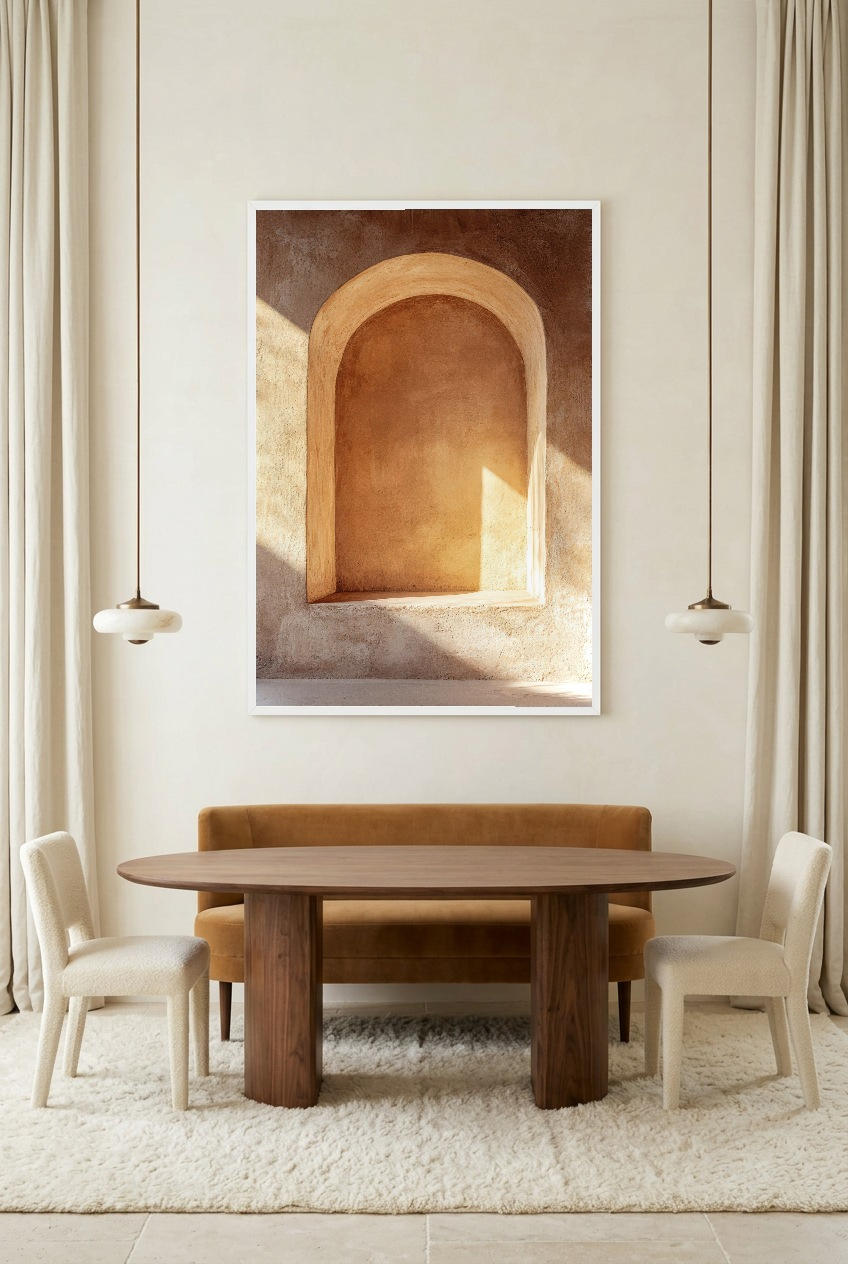 Niche Dorée — poster in a white frame in a dining room