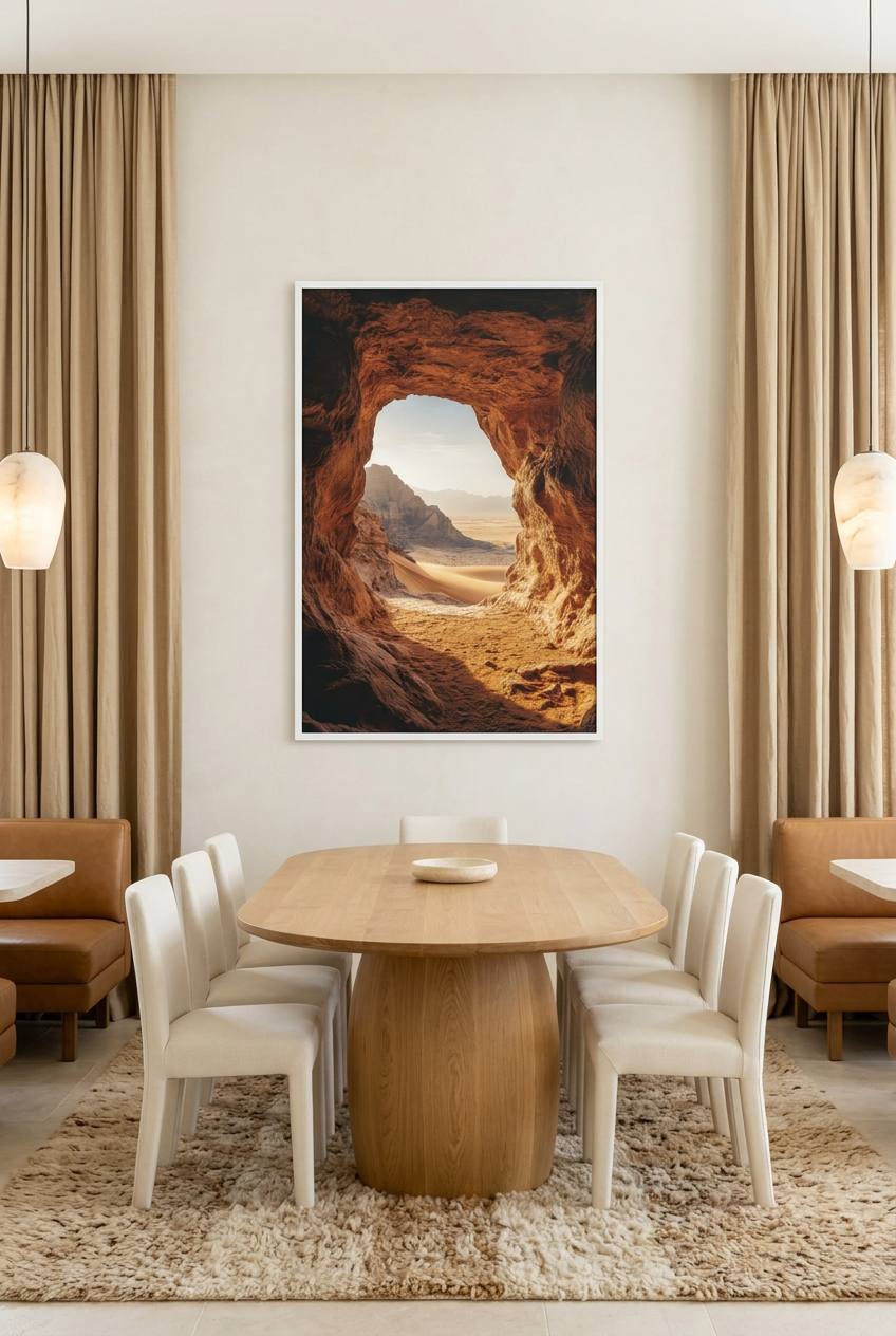 The Eye of the Desert — Minimalist Terracotta Desert Arch Wall Art Poster