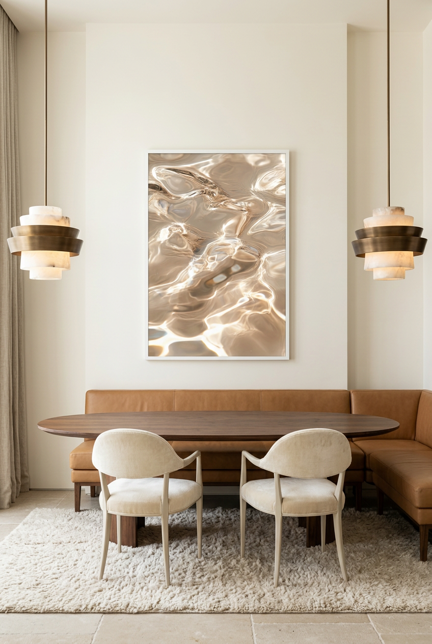 Goldene Welle — Poster im weißen Rahmen im Esszimmer
