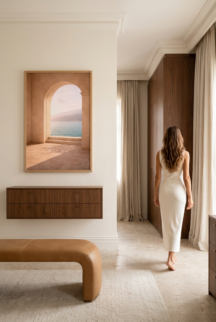 Opening on the Horizon — woman in front of the poster