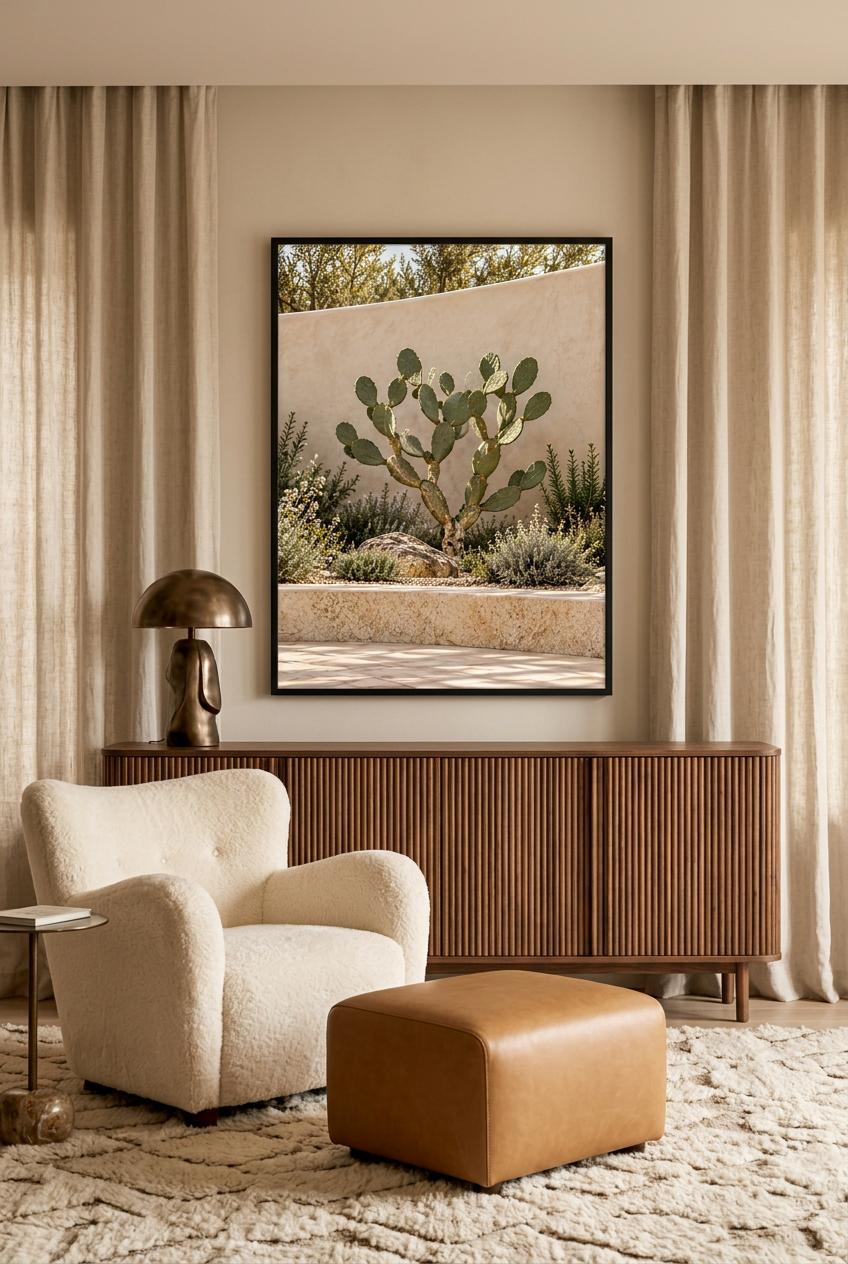 De Vijgcactus — poster in zwarte lijst in een woonkamer