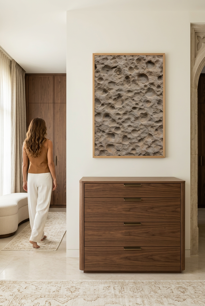Honeycomb Stone — woman in front of the poster