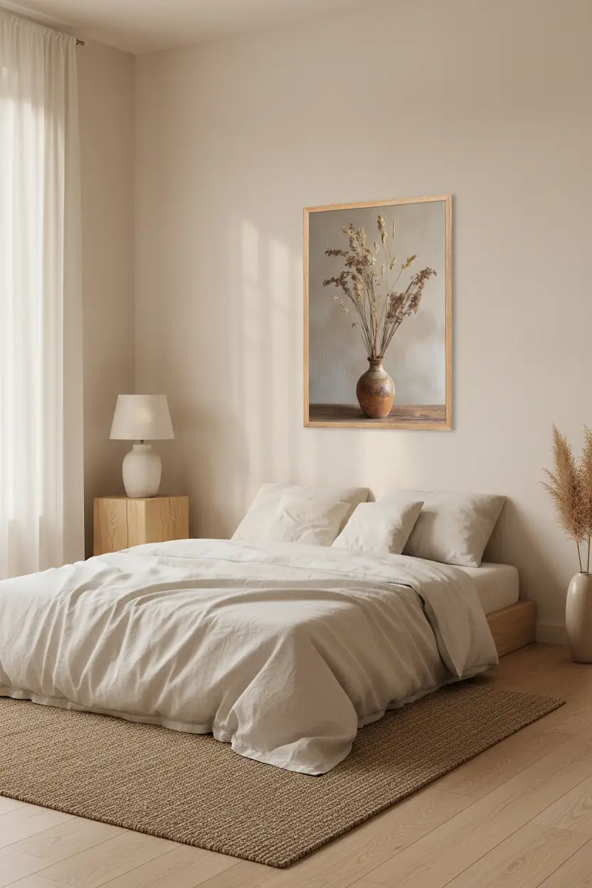 Épis & Poterie — Affiche Murale Minimaliste Beige Et Terracotta Botanique Lumière Naturelle — affiche murale minimaliste | Cassili-home