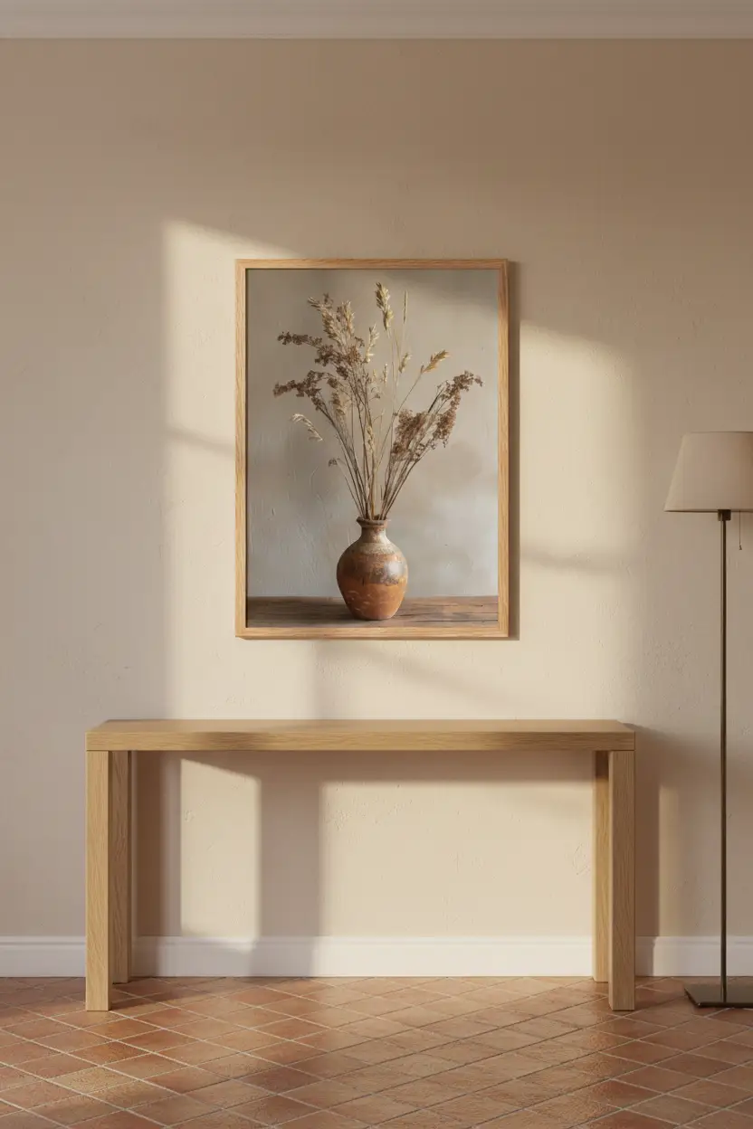 Épis & Poterie — Affiche Murale Minimaliste Beige Et Terracotta Botanique Lumière Naturelle — affiche murale minimaliste | Cassili-home