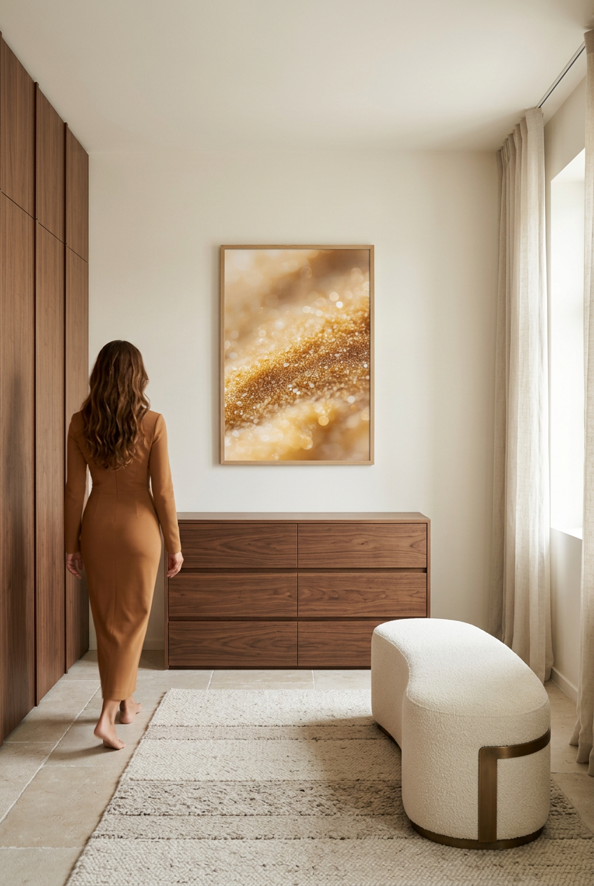 Gold Dust — woman in front of the poster