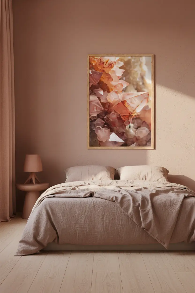 Quartz Rose — Affiche Murale Minimaliste Rose Terracotta Minéraux — affiche murale minimaliste | Cassili-home