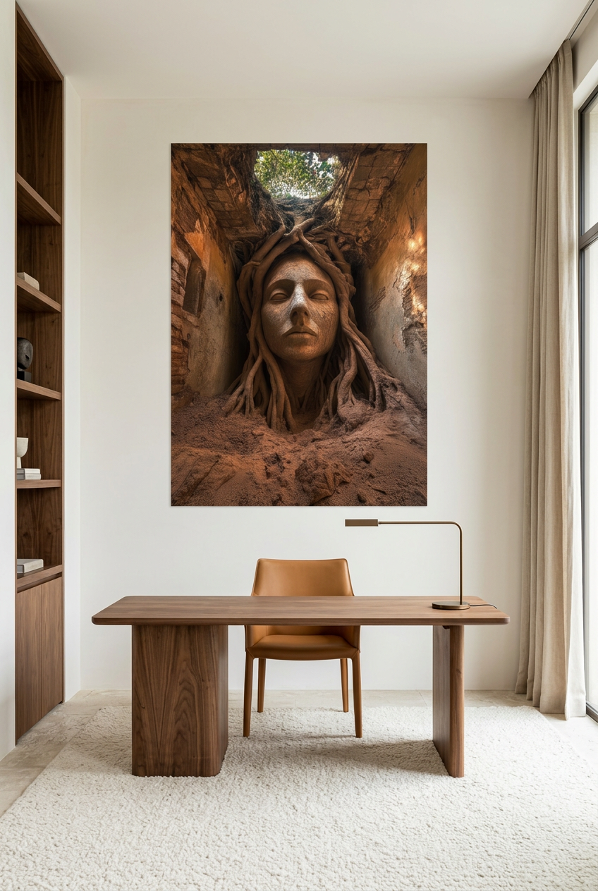 Golden Roots — unframed poster in a home office