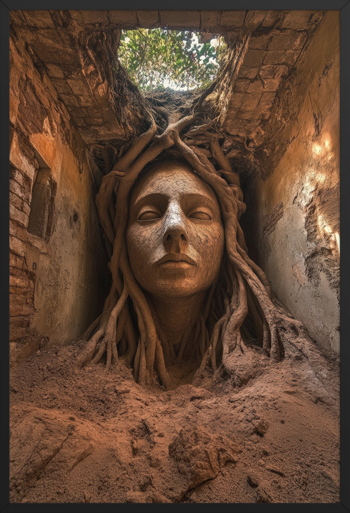 Golden Roots — poster in a black frame, front view