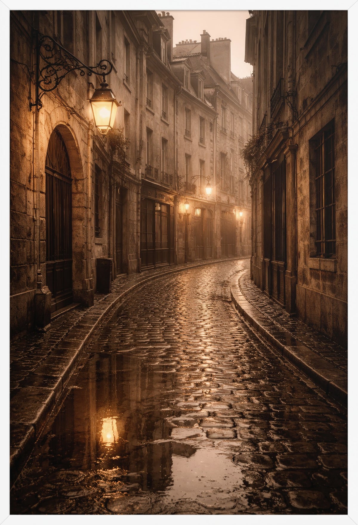 The Alley Under the Rain — poster in a white frame, front view