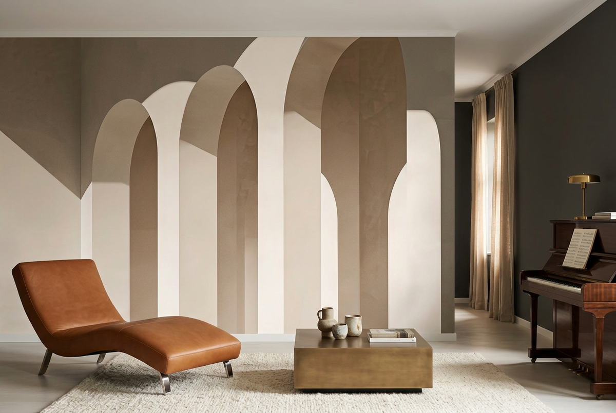 Papier peint panoramique L'Arche en enfilade dans un salon de musique