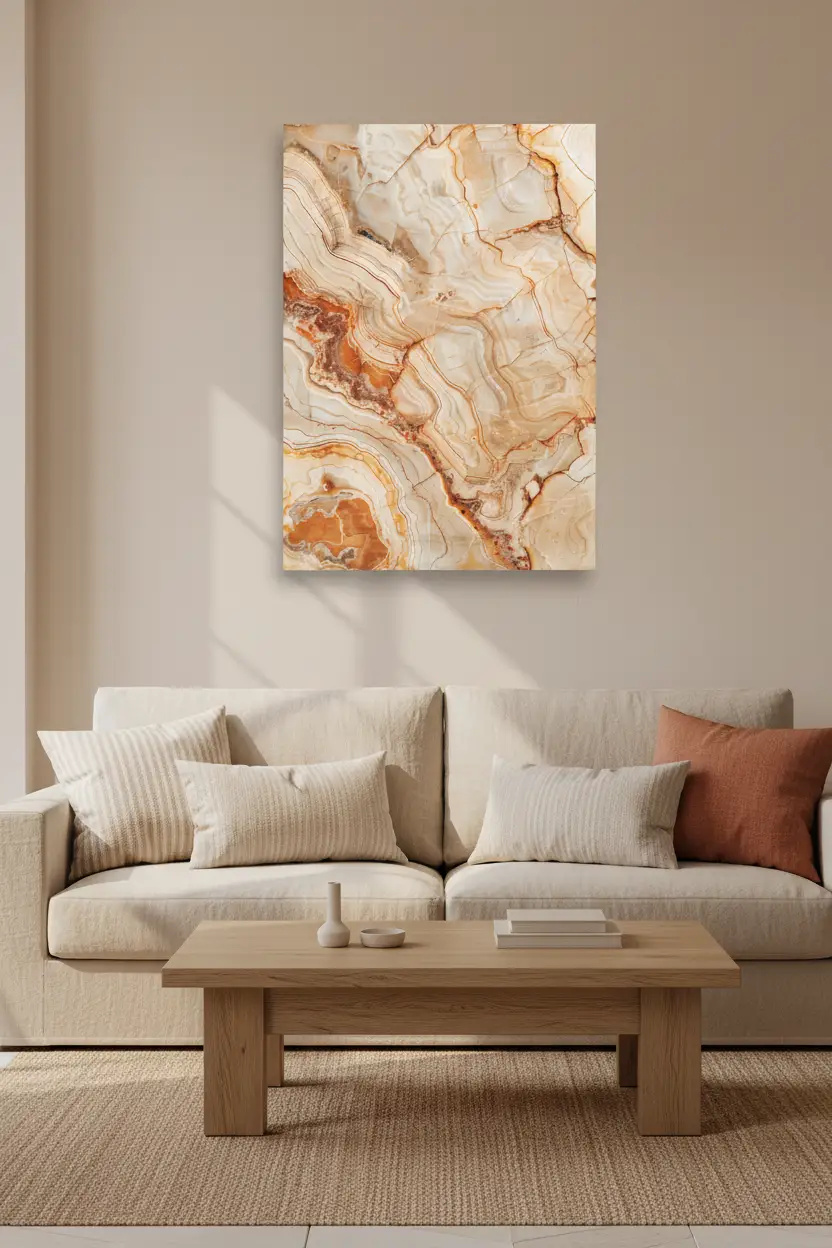 L’Onyx Doré — Affiche murale minimaliste beige texture minérale — affiche murale minimaliste | Cassili-home