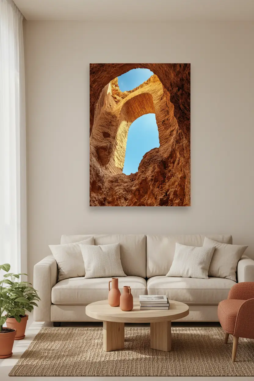 L’Œil du Canyon — Affiche murale minimaliste ocre texture minérale canyon panoramique — affiche murale minimaliste | Cassili-home