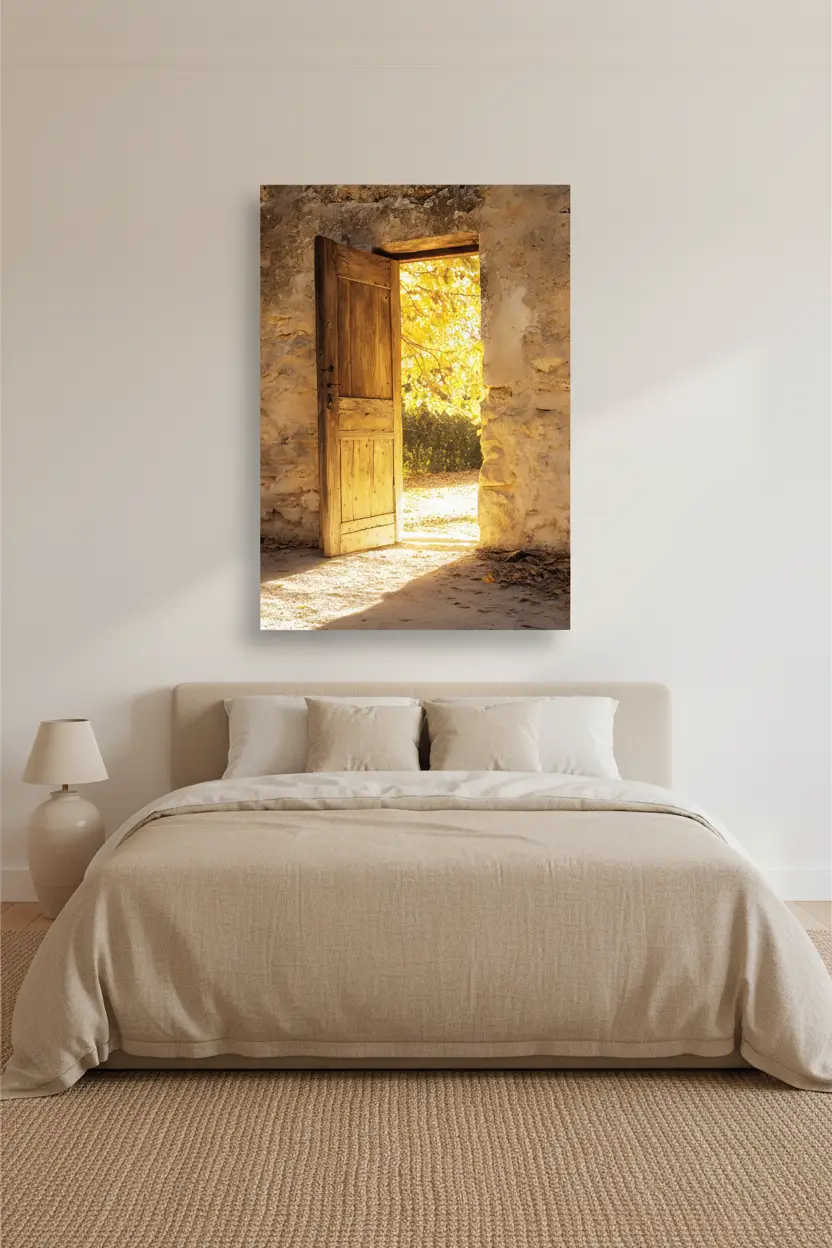 Seuil de Lumière — Affiche Murale Minimaliste Or Beige Lumière — affiche murale minimaliste | Cassili-home
