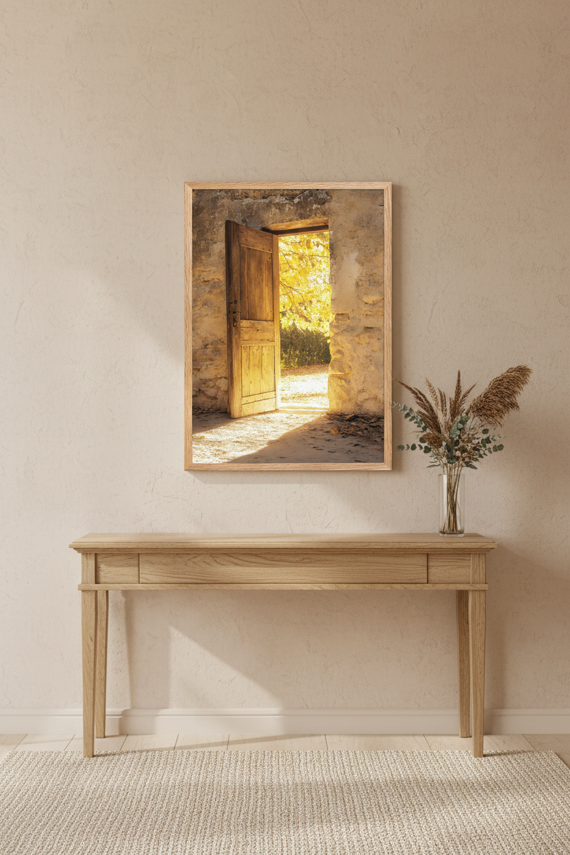 Seuil de Lumière — Affiche Murale Minimaliste Or Beige Lumière — affiche murale minimaliste | Cassili-home