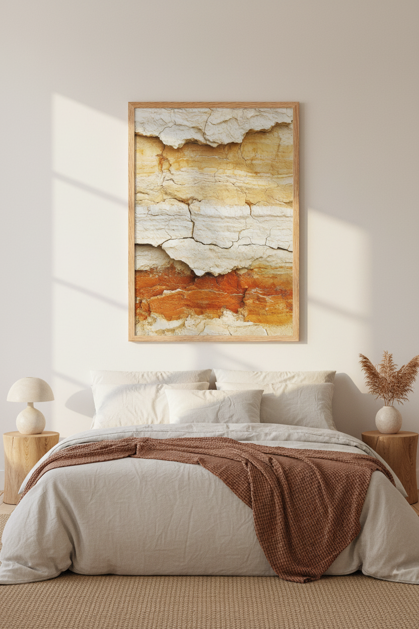 Strates de Falaise — Affiche murale minimaliste ivoire et terracotta texture minérale — affiche murale minimaliste | Cassili-home