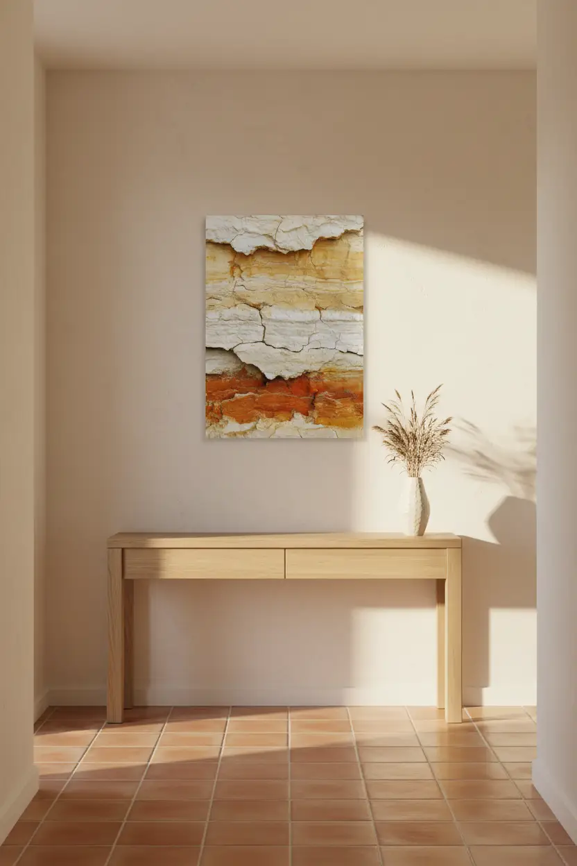 Strates de Falaise — Affiche murale minimaliste ivoire et terracotta texture minérale — affiche murale minimaliste | Cassili-home